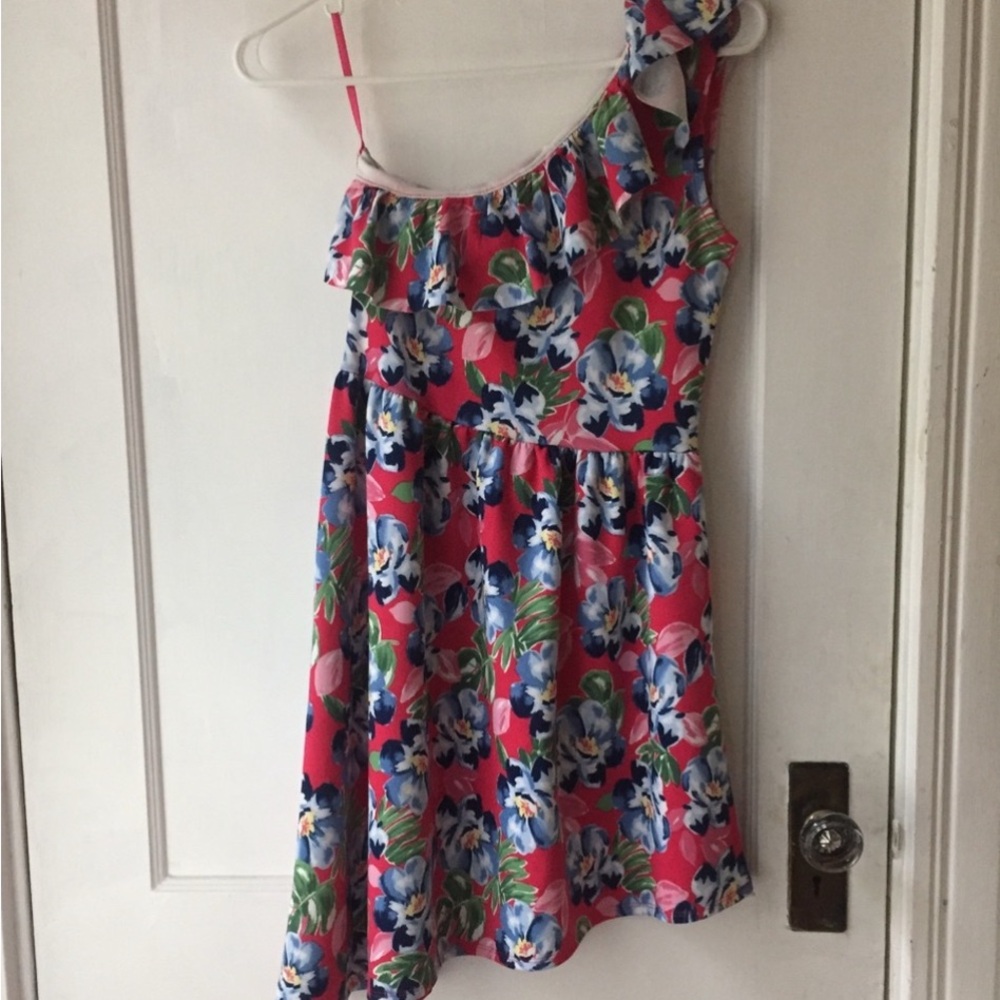 Abercrombie Kids ❤️🌸 Red Floral One-Shoulder Dress Girls Size 16 Fancy